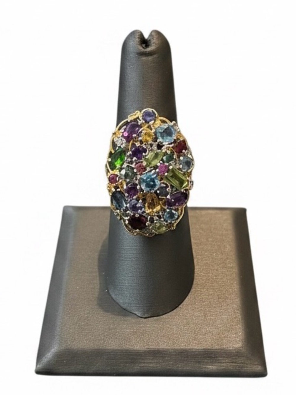 Multicolor Gemstone Cluster Statement Ring - 925